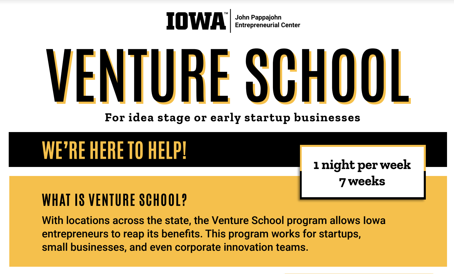 Venture School – University of Iowa Spring Cohort Photo - Click Here to See